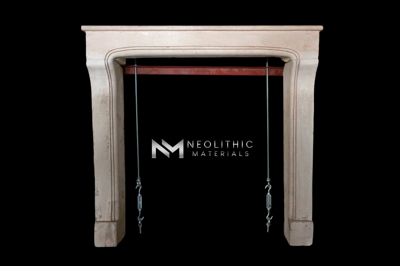 French Antique 19th Century Limestone Fireplace - Image 1
