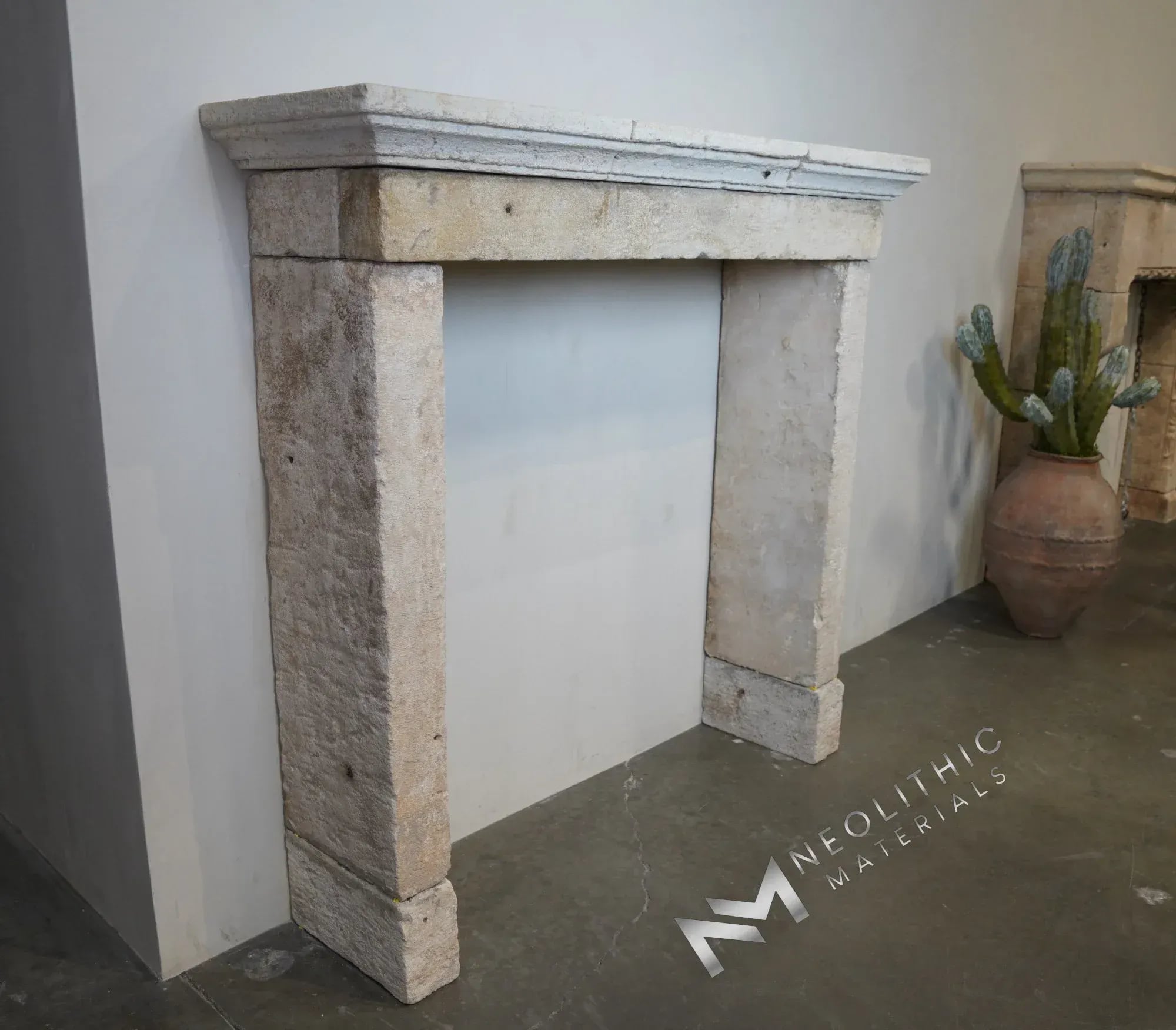 Reclaimed Limestone Fireplace - Image 2