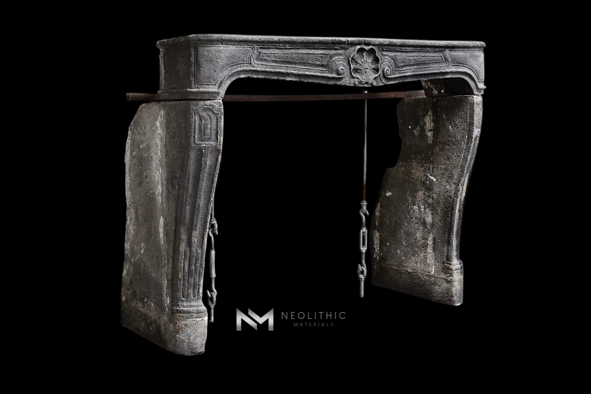 Antique Lava Stone Fireplace Mantel Louis XV Style - Image 2