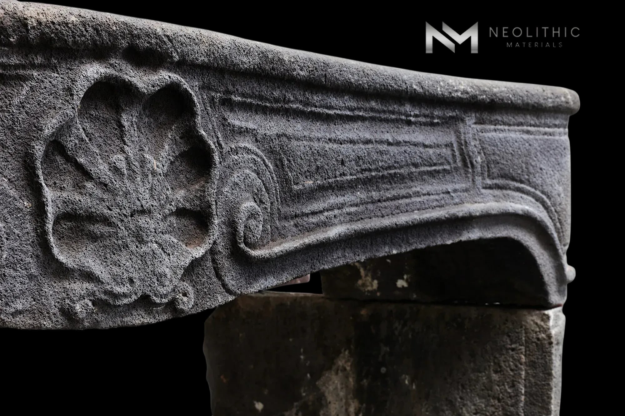 Antique Lava Stone Fireplace Mantel Louis XV Style - Image 4