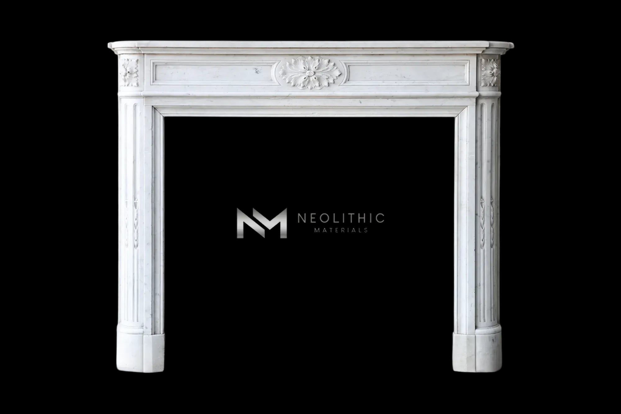 Antique Carrara Marble Fireplace Mantel Louis XVI Style - Image 1