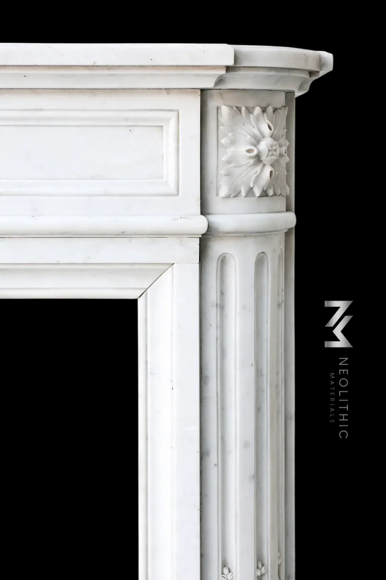 Antique Carrara Marble Fireplace Mantel Louis XVI Style - Image 5