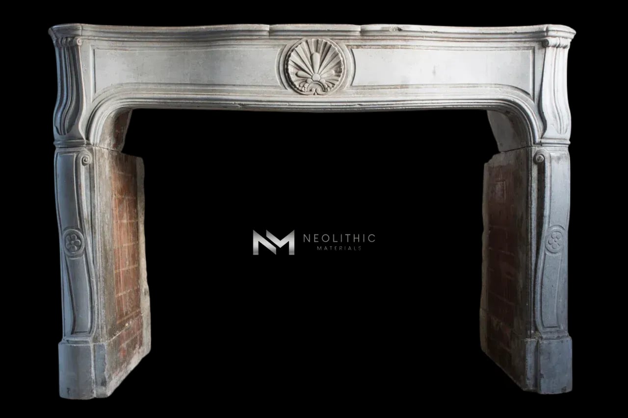 Antique Limestone de Besancon Fireplace Mantel Louis XV Style - Image 1
