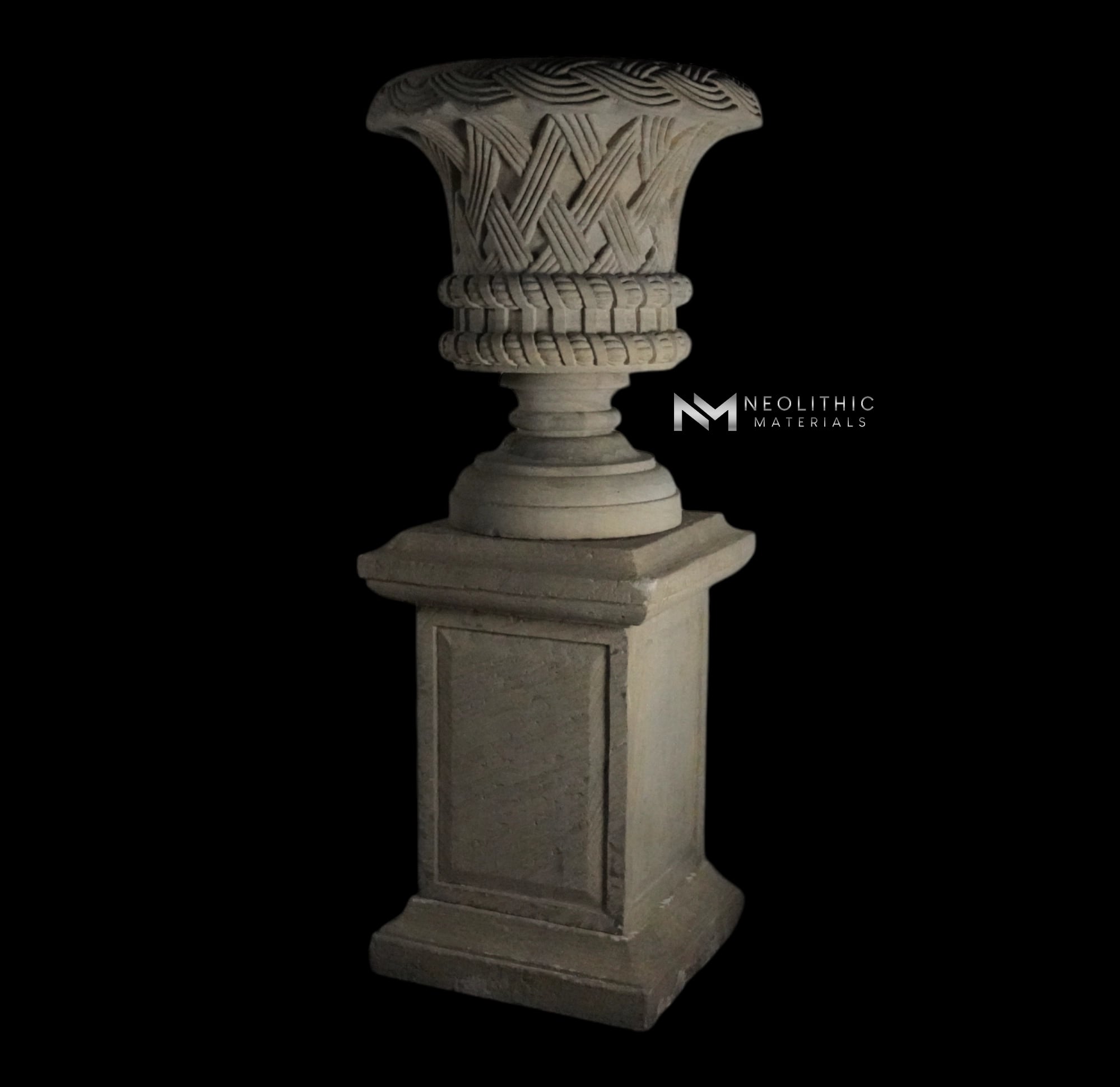 Limestone Urn on Pedestal - Image 3