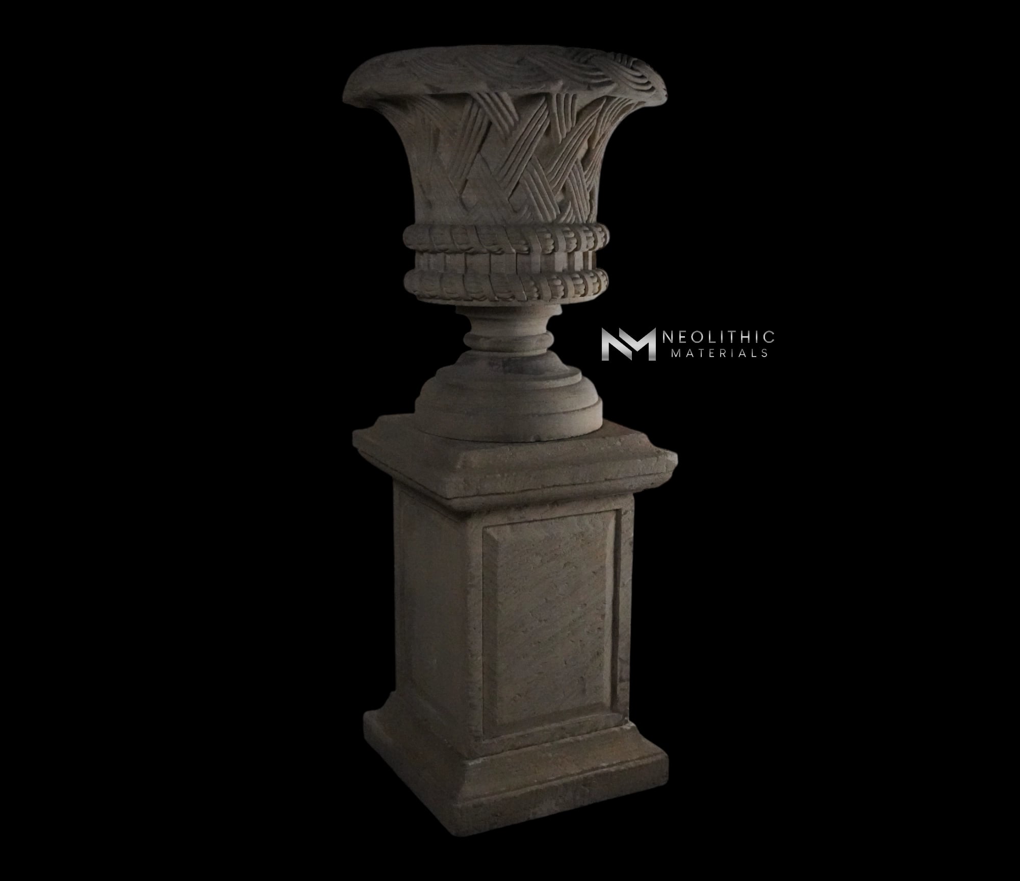 Limestone Urn on Pedestal - Image 4