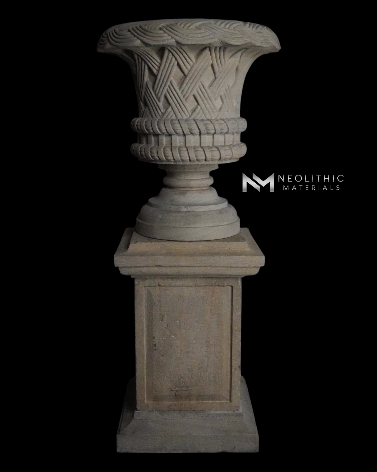 Limestone Urn on Pedestal - Image 6