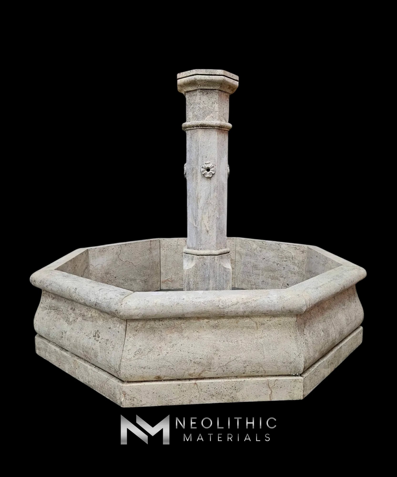 Octagonal Reclaimed Stone Garden Fountain - Image 1