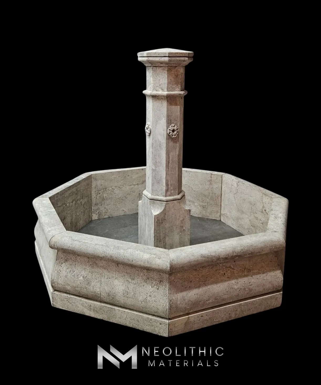 Octagonal Reclaimed Stone Garden Fountain - Image 3