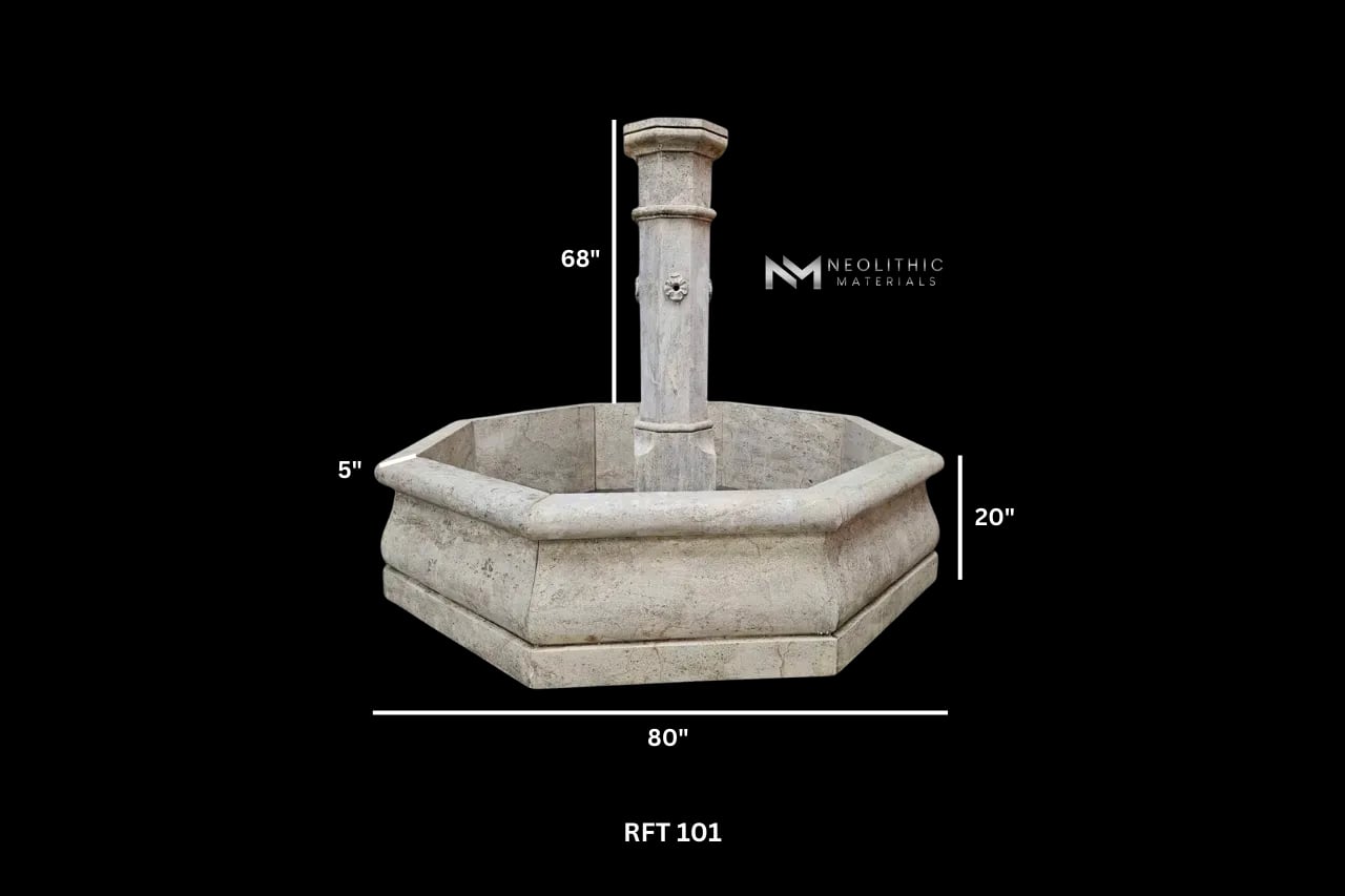 Octagonal Reclaimed Stone Garden Fountain - Image 2