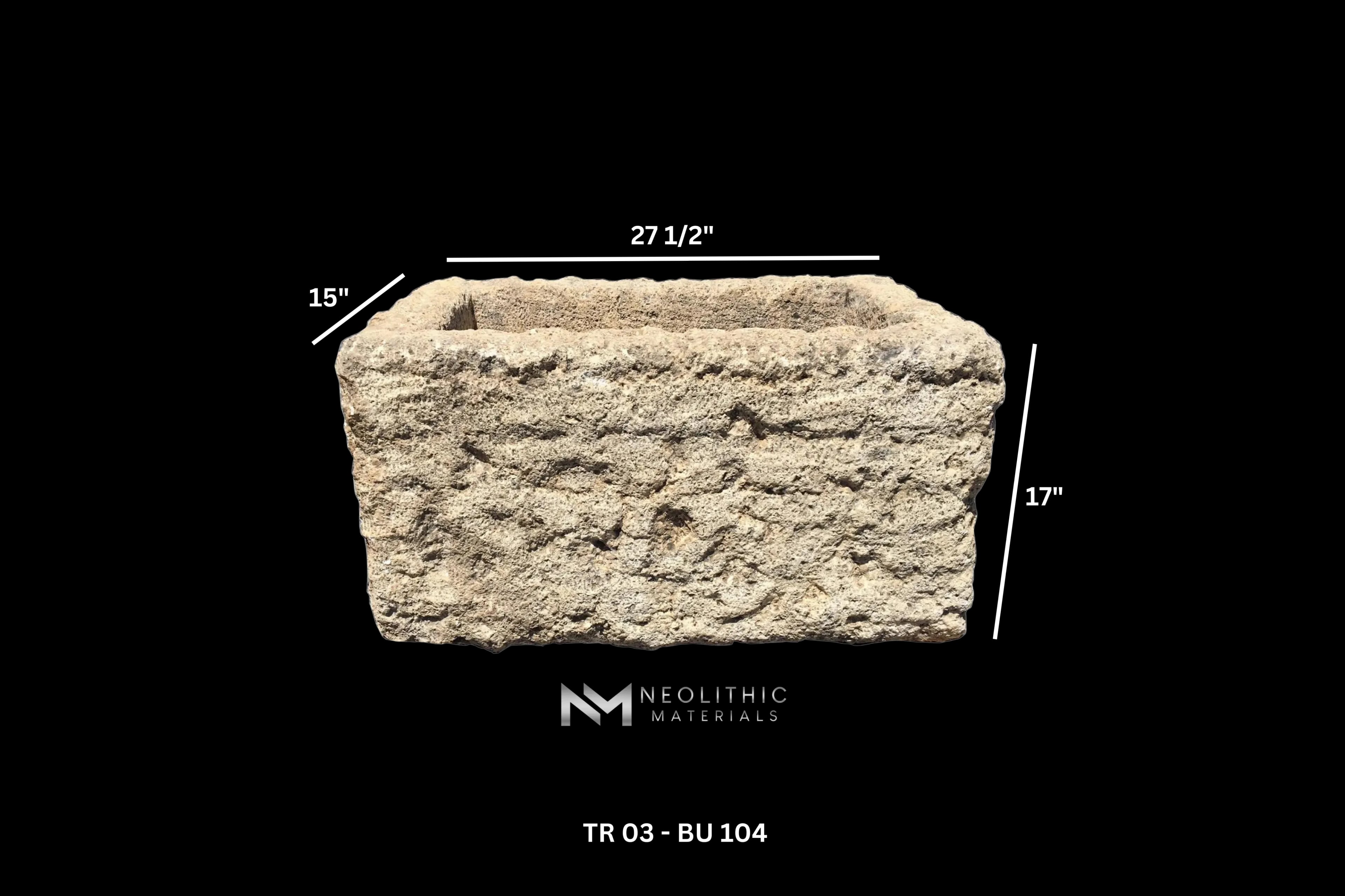 Hand Antiqued Limestone Trough - Image 2