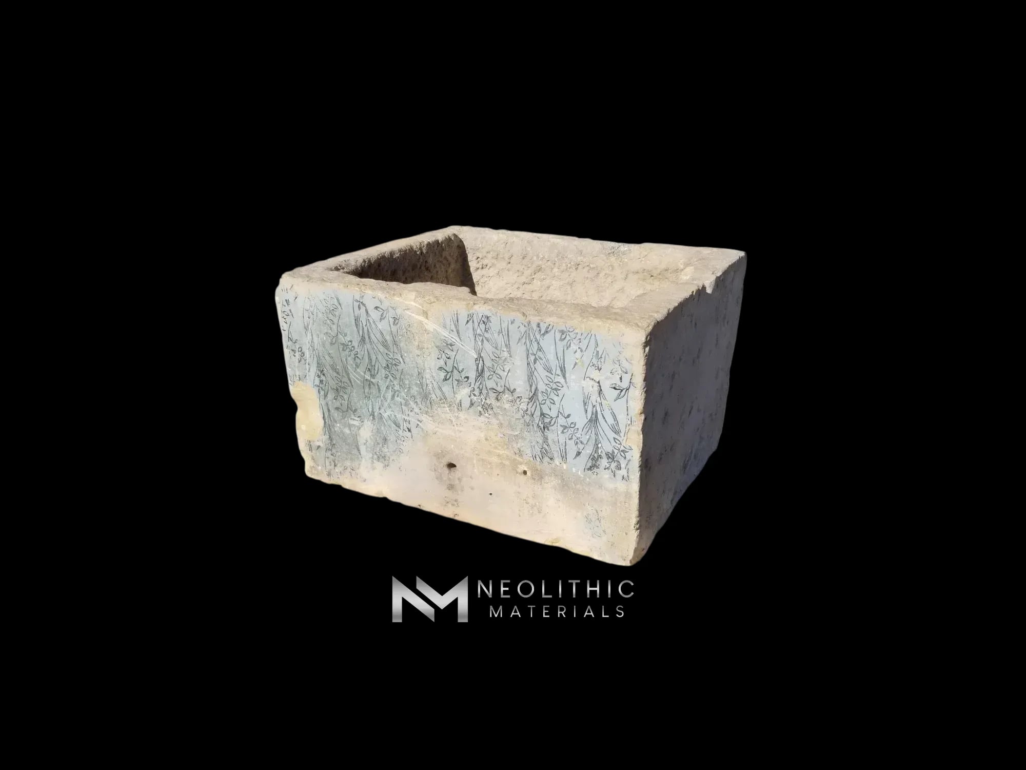 Rare Italian Limestone Trough with Fresco - Image 3