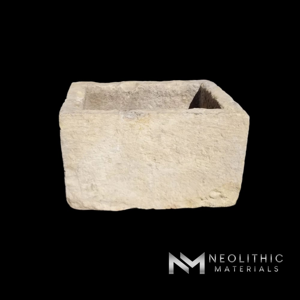 Rare Italian Limestone Trough with Fresco