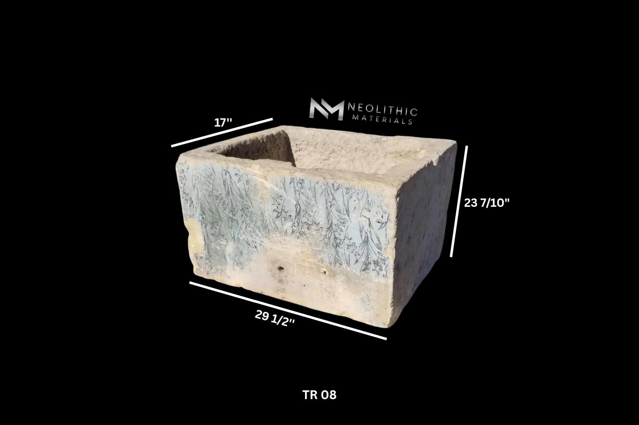 Rare Italian Limestone Trough with Fresco - Image 2